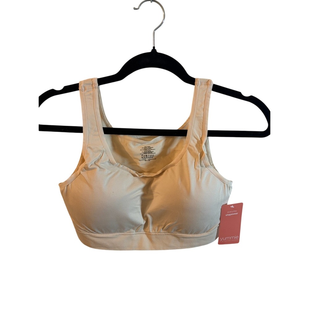 Yummie Nylon Scoop Neck Bra Removable Pads Nude Womens 1X/2X NEW